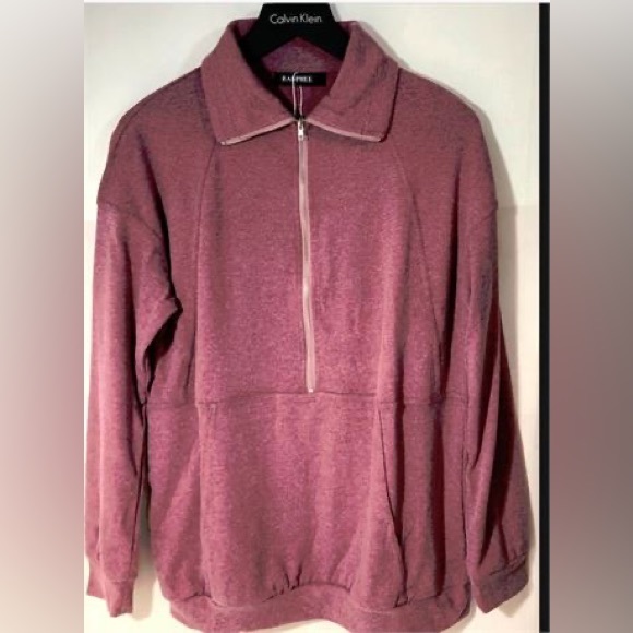 Ranphee Womens Lapel Zipper Loose Fit Long Sleeve Sweatshirt, Mauve sz M - Picture 3 of 3